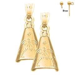 Sterling Silver 24mm Teepee Earrings (White or Yellow Gold Plated)