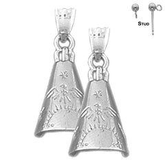 Sterling Silver 24mm Teepee Earrings (White or Yellow Gold Plated)