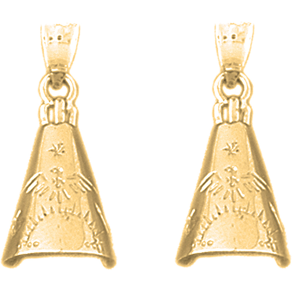 Yellow Gold-plated Silver 24mm Teepee Earrings