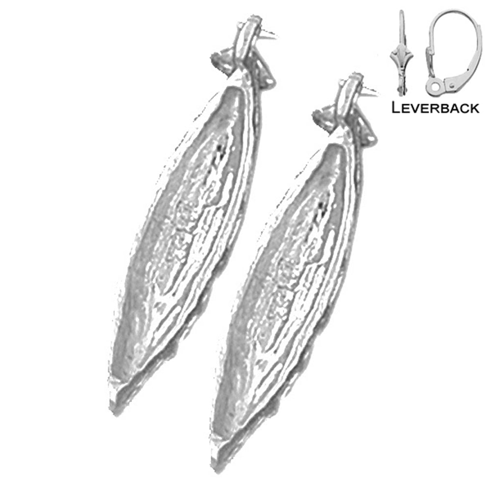 Sterling Silver 27mm 3D Canoe Earrings (White or Yellow Gold Plated)