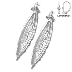 Sterling Silver 27mm 3D Canoe Earrings (White or Yellow Gold Plated)