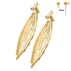 Sterling Silver 27mm 3D Canoe Earrings (White or Yellow Gold Plated)