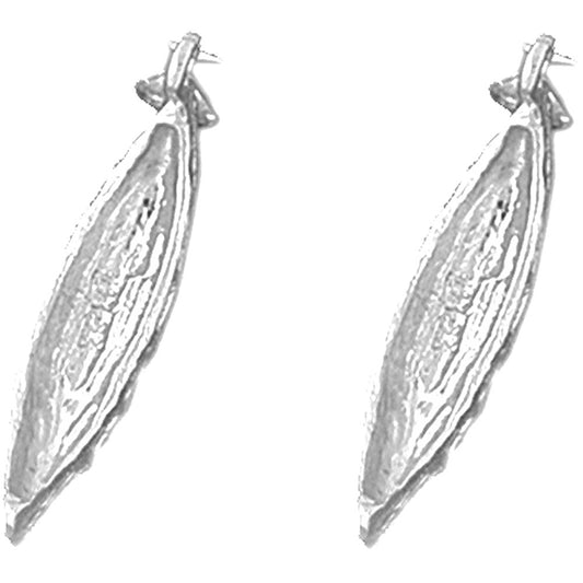 Sterling Silver 27mm 3D Canoe Earrings