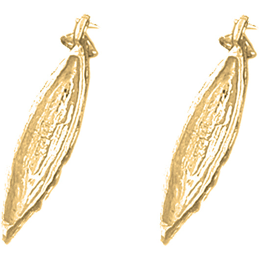 Yellow Gold-plated Silver 27mm 3D Canoe Earrings