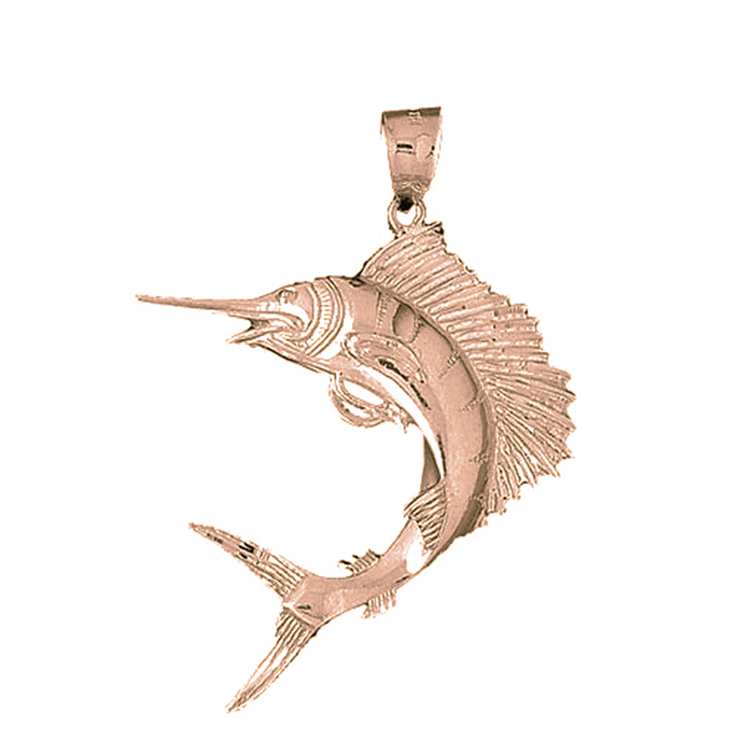 10K, 14K or 18K Gold Sailfish Pendant