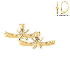 14K or 18K Gold Canoe With Paddles Earrings