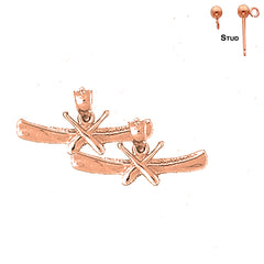 14K or 18K Gold Canoe With Paddles Earrings