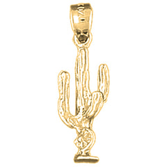 14K or 18K Gold 3D Cactus Pendant