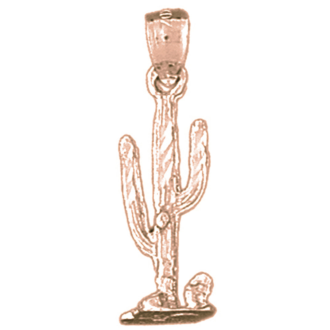 14K or 18K Gold 3D Cactus Pendant