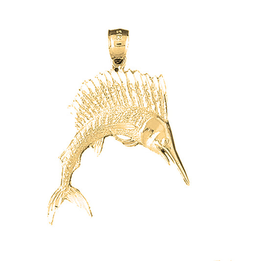 10K, 14K or 18K Gold Sailfish Pendant