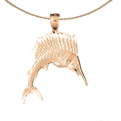 10K, 14K or 18K Gold Sailfish Pendant