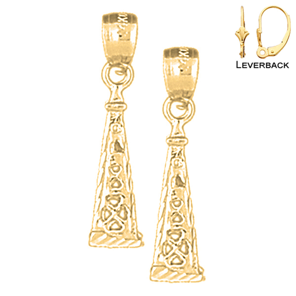 14K or 18K Gold 3D Oil Rig Earrings