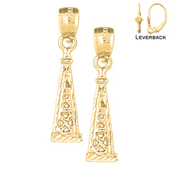 Sterling Silver 25mm 3D Oil Rig Earrings (White or Yellow Gold Plated)