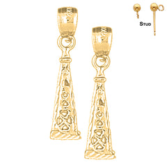 Sterling Silver 25mm 3D Oil Rig Earrings (White or Yellow Gold Plated)