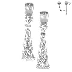 Sterling Silver 25mm 3D Oil Rig Earrings (White or Yellow Gold Plated)