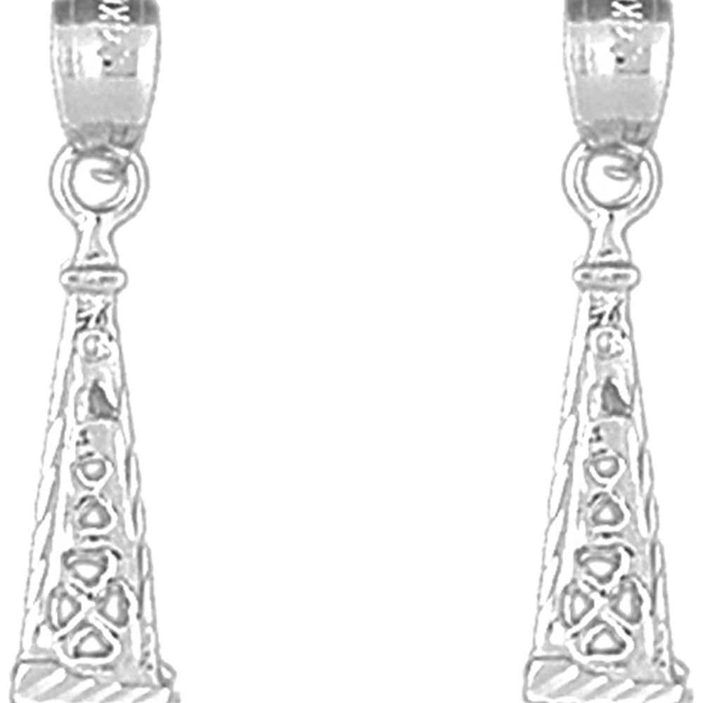 Sterling Silver 25mm 3D Oil Rig Earrings