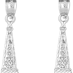 Sterling Silver 25mm 3D Oil Rig Earrings