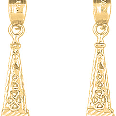 Yellow Gold-plated Silver 25mm 3D Oil Rig Earrings