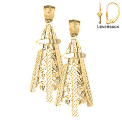 14K or 18K Gold Oil Well, Oil Rig Earrings