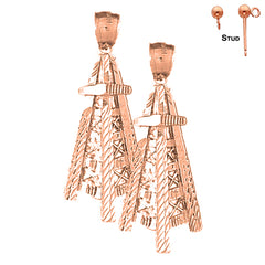 14K or 18K Gold Oil Well, Oil Rig Earrings