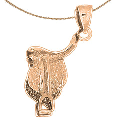 10K, 14K or 18K Gold 3D Saddle Pendant