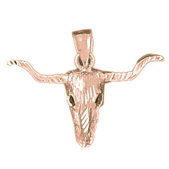 10K, 14K or 18K Gold Steer Head Pendant