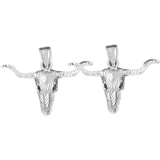 Sterling Silver 22mm Steer Head Earrings