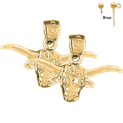 15 mm große Ochsenkopf-Ohrringe aus Sterlingsilber (weiß- oder gelbvergoldet)