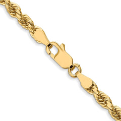 Cadena de cuerda con corte de diamante de 3,5 mm en oro amarillo de 10 quilates