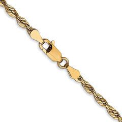 Cadena de cuerda ligera con corte de diamante de 2,75 mm en oro amarillo de 10 quilates