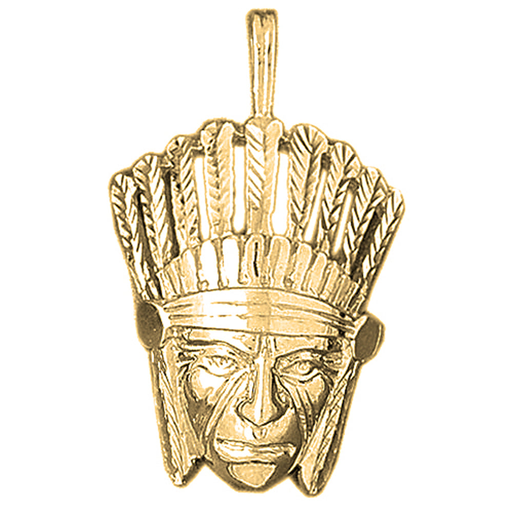 10K, 14K or 18K Gold Indian Head Pendant