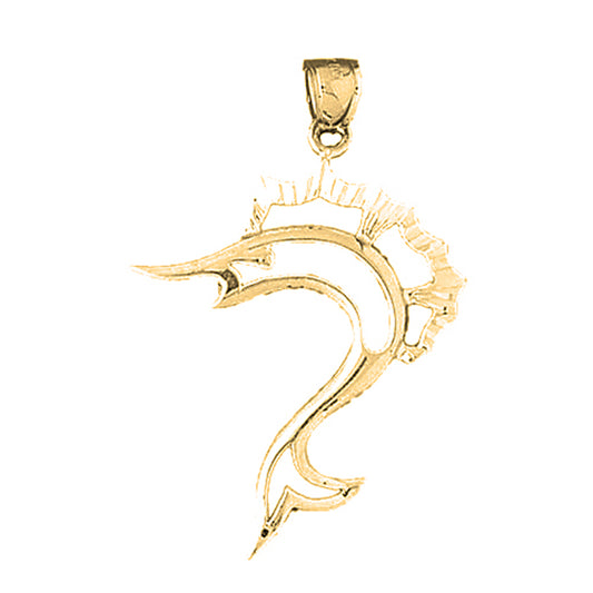 10K, 14K or 18K Gold Sailfish Pendant