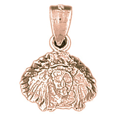 14K or 18K Gold Indian Head Pendant