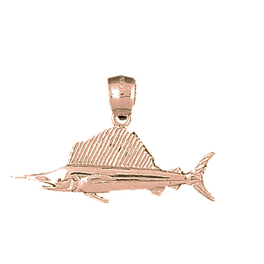 10K, 14K or 18K Gold Sailfish Pendant