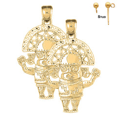 40 mm große Ohrringe mit indischen Symbolen aus Sterlingsilber (weiß- oder gelbvergoldet)