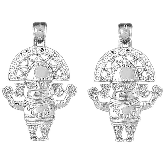 Sterling Silver 40mm Indian Symbols Earrings