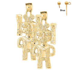 Pendientes de plata de ley con símbolos indios de 38 mm (chapados en oro blanco o amarillo)