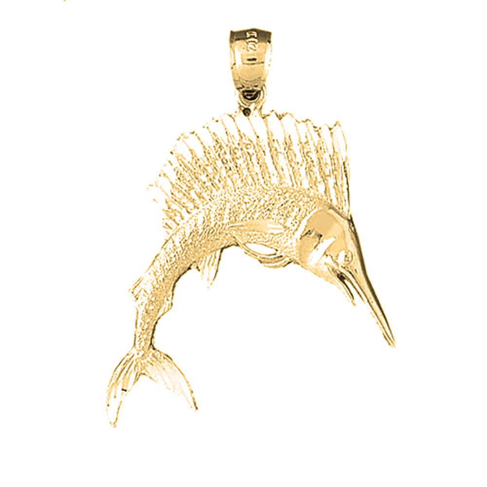 10K, 14K or 18K Gold Sailfish Pendant