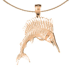 10K, 14K or 18K Gold Sailfish Pendant