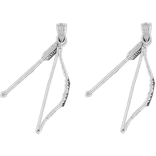 Sterling Silver 41mm 3D Bow & Arrow Earrings