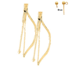 Sterling Silver 50mm 3D Bow & Arrow Earrings (White or Yellow Gold Plated)