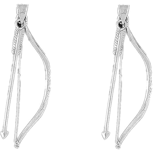 Sterling Silver 50mm 3D Bow & Arrow Earrings