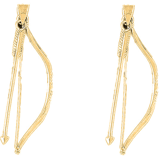 Yellow Gold-plated Silver 50mm 3D Bow & Arrow Earrings