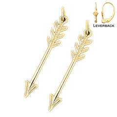 Sterling Silver 31mm Arrow Earrings (White or Yellow Gold Plated)