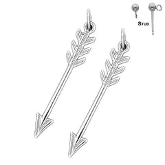 Sterling Silver 31mm Arrow Earrings (White or Yellow Gold Plated)