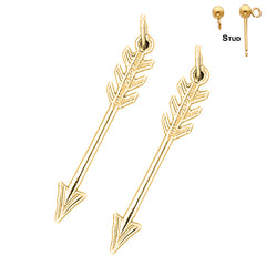 Sterling Silver 31mm Arrow Earrings (White or Yellow Gold Plated)