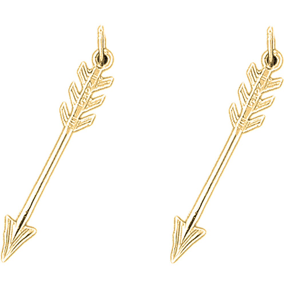 Yellow Gold-plated Silver 31mm Arrow Earrings