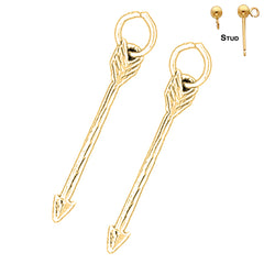 Sterling Silver 28mm Arrow Earrings (White or Yellow Gold Plated)