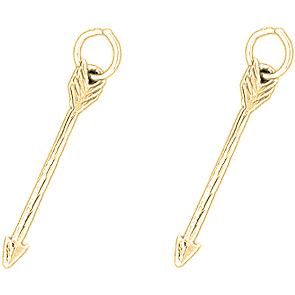 Yellow Gold-plated Silver 28mm Arrow Earrings