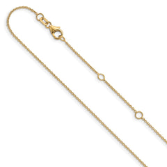 10K Yellow Gold 1.1mm Round Cable 1in+1in Adjustable Chain